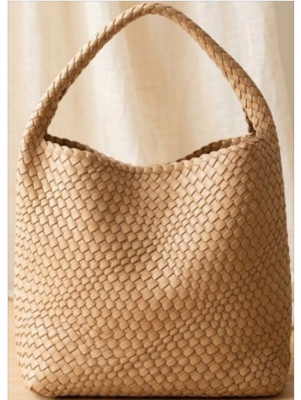 Tan Woven Shoulder Hobo HandBag